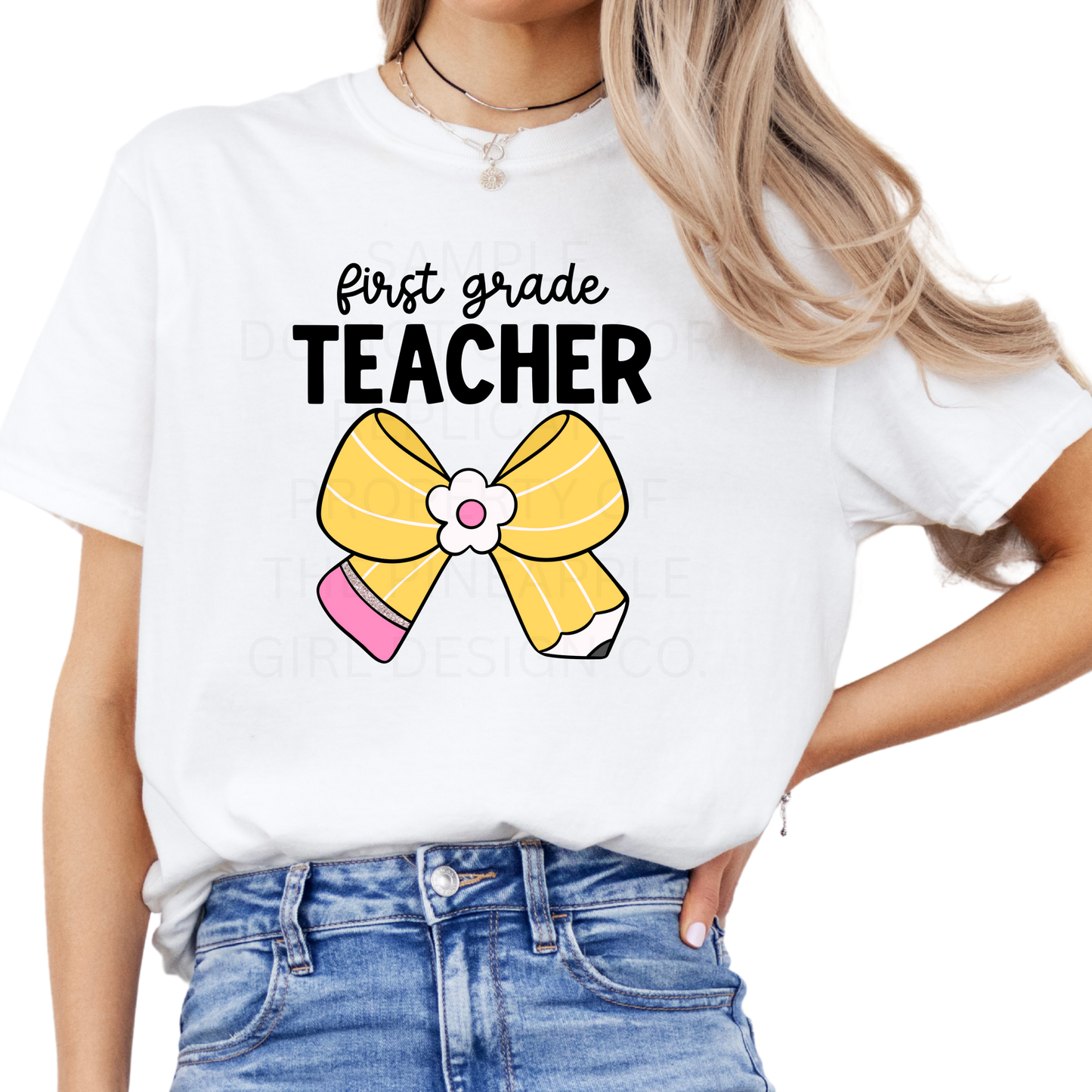 1st Grade Teacher Bow Tee