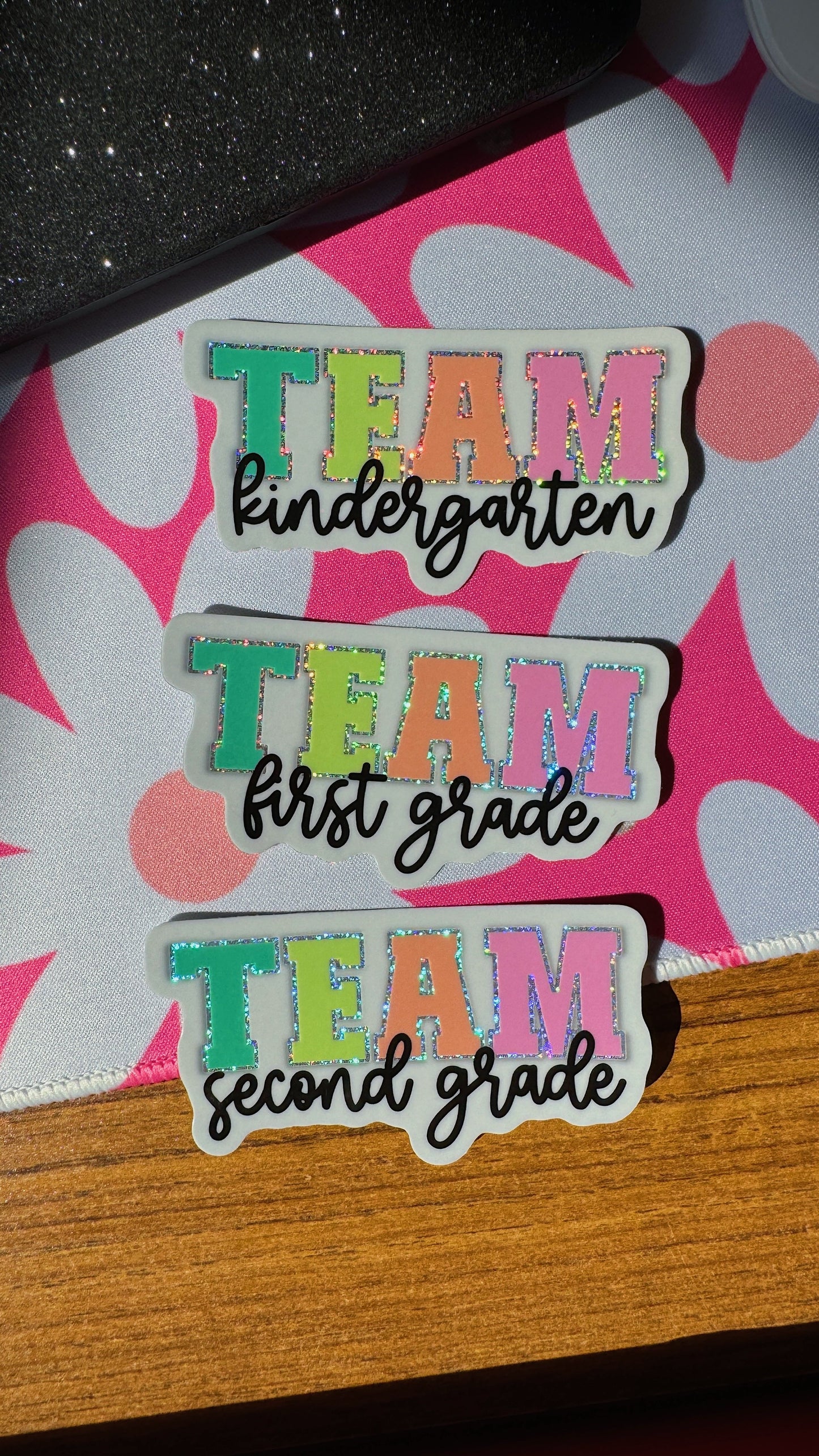 TEAM First Grade Glitter Sticker