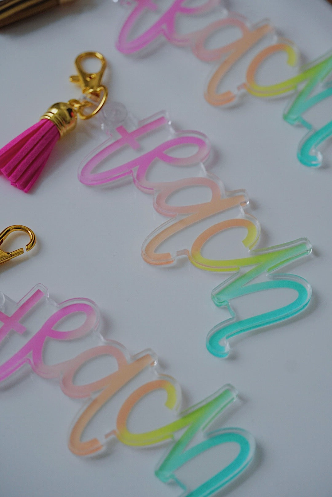 Rainbow Teacher | Clear Keychain