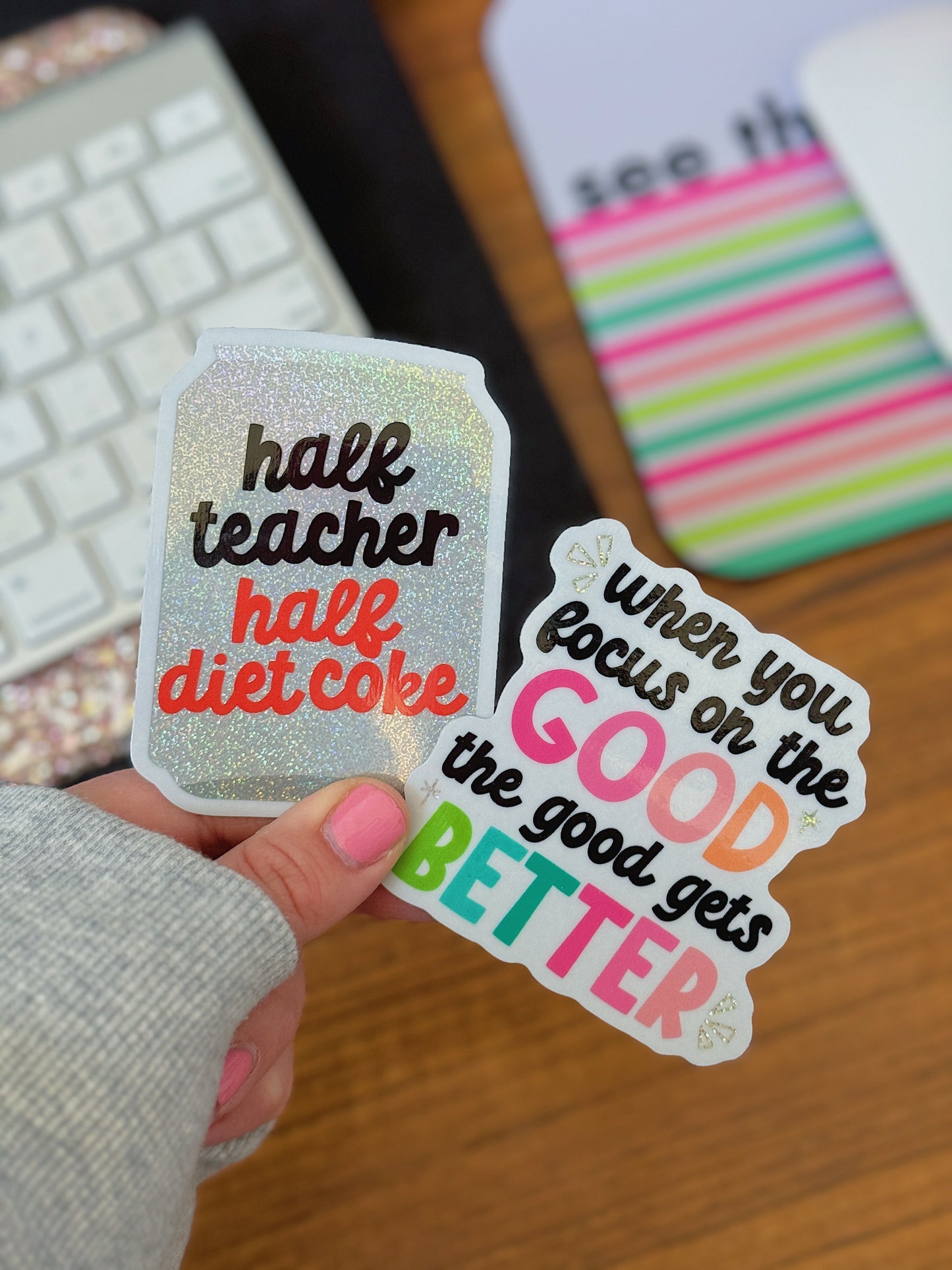 Half Teacher, Half Diet Coke | Glitter Sticker