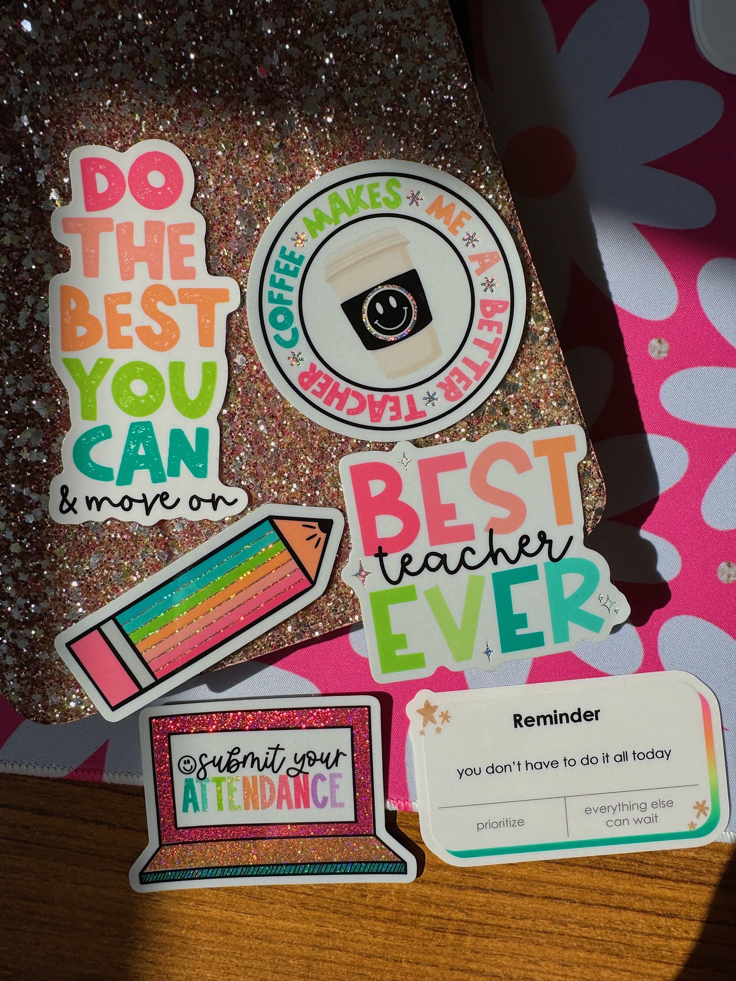 Best Teacher Ever Glitter Sticker