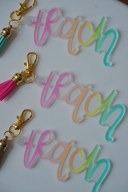 Rainbow Teacher | Clear Keychain