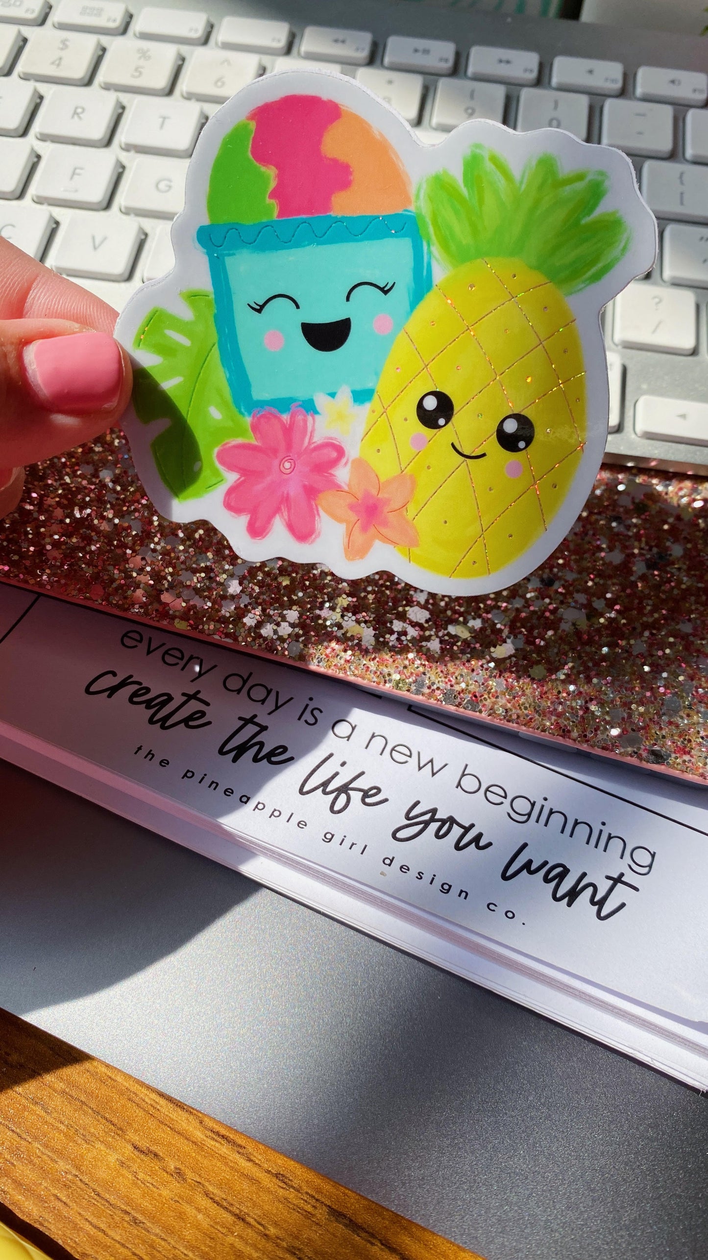 Pineapple & Shave Ice Buddies | Glitter Sticker