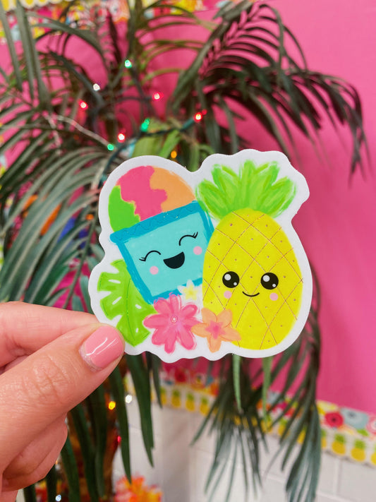 Pineapple & Shave Ice Buddies | Glitter Sticker