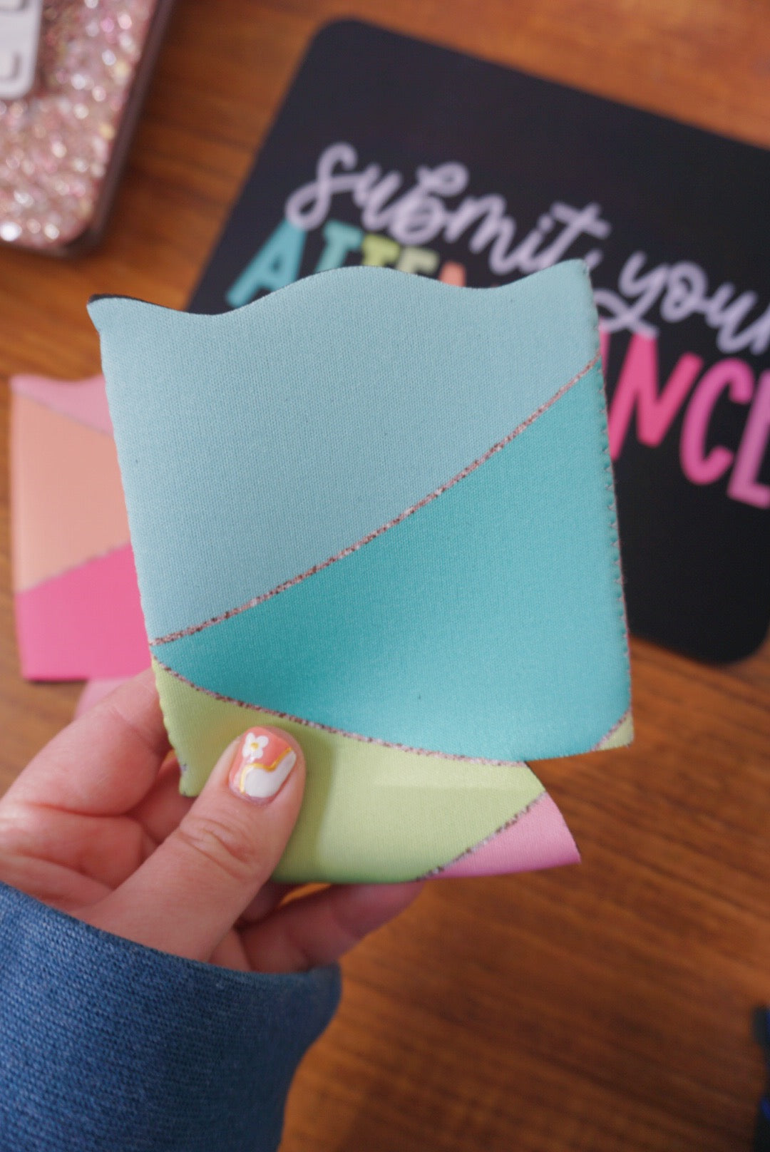 Rainbow Glitter Koozie