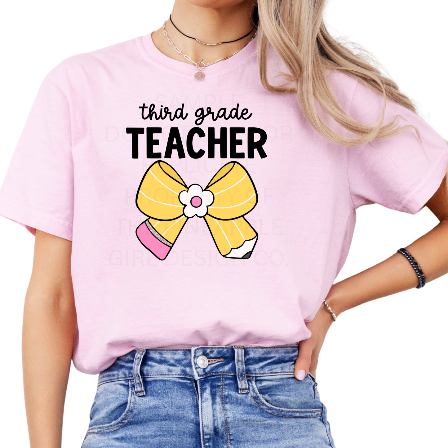3rd Grade Teacher Bow Tee