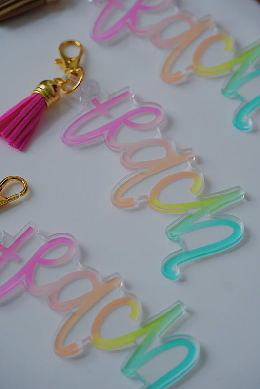 Rainbow Teacher | Clear Keychain