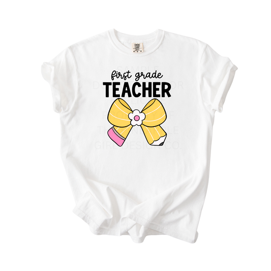 1st Grade Teacher Bow Tee
