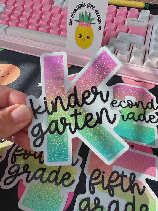 Grade Level Glitter Sticker | Kindergarten