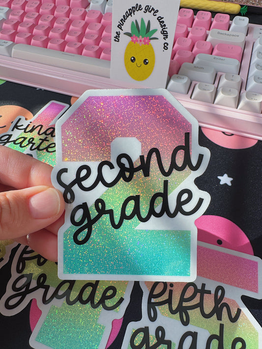 Grade Level Glitter Sticker | Second Grade