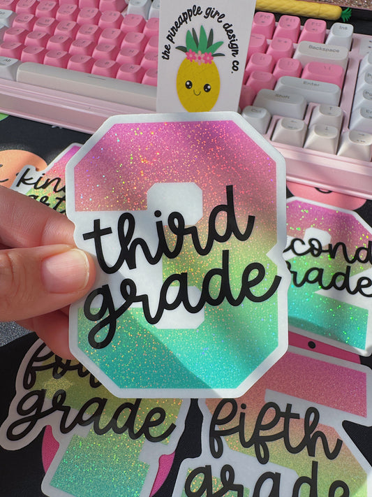 Grade Level Glitter Sticker | Third Grade