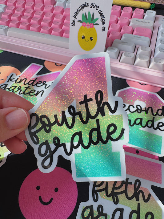 Grade Level Glitter Sticker | Fourth Grade