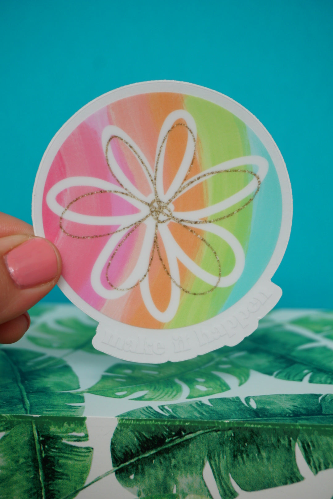 make-it-happen-clear-sticker-the-pineapple-girl-design-co